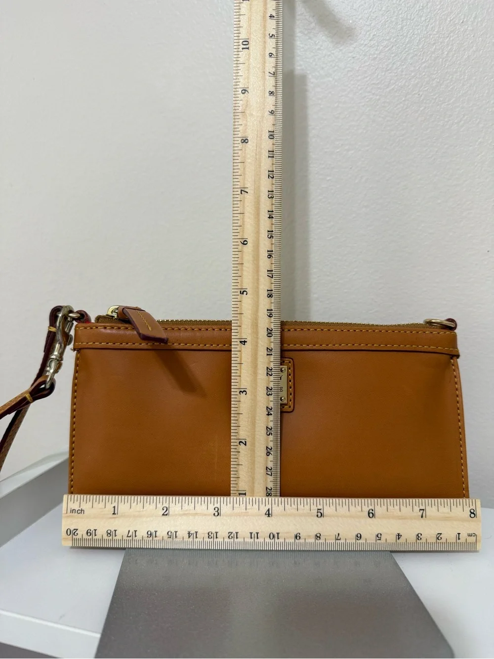 Dooney & Bourke Caramel Brown Leather Wristlet.